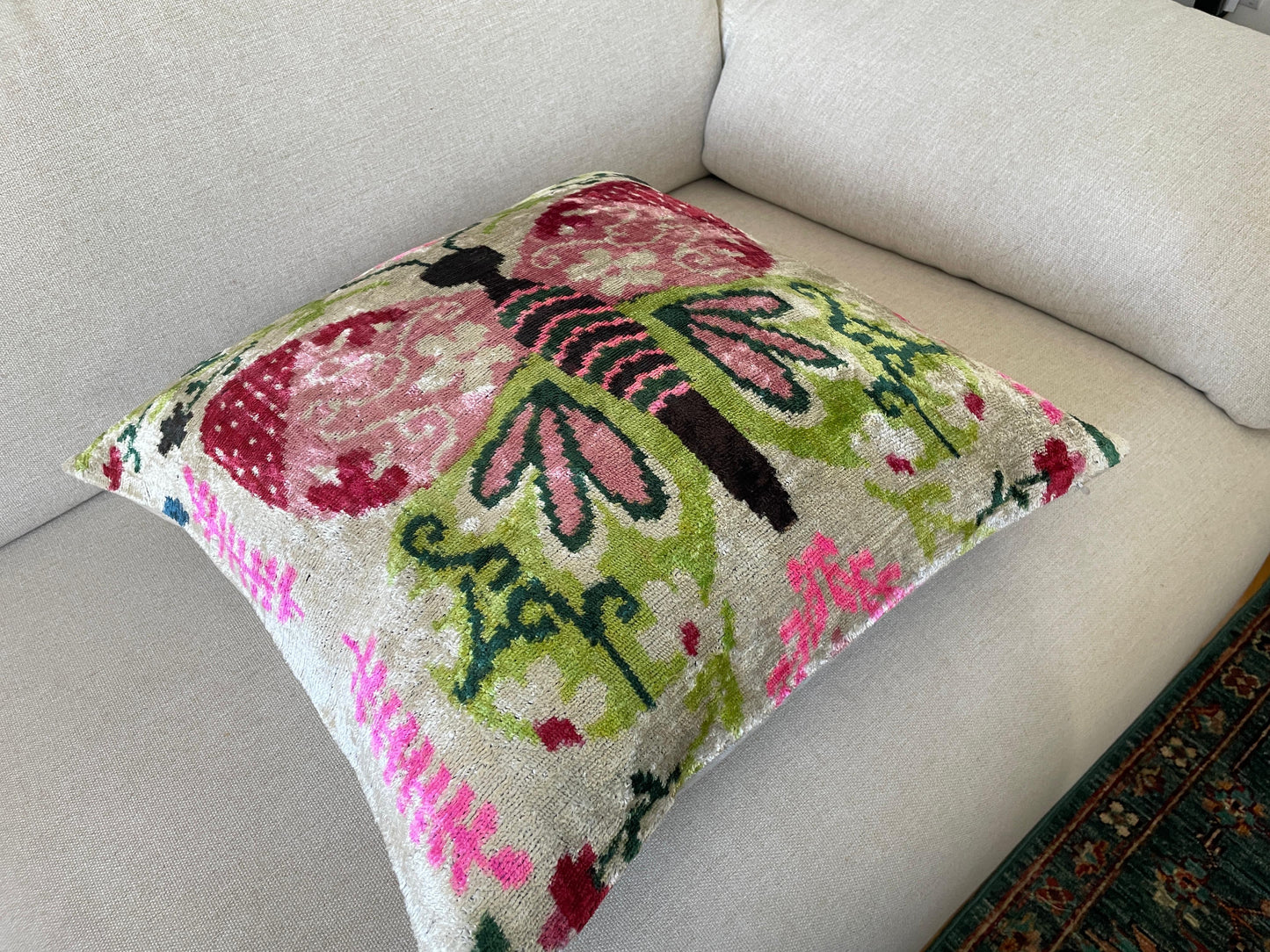 Ikat Velvet silk cushion 50x50cm.
