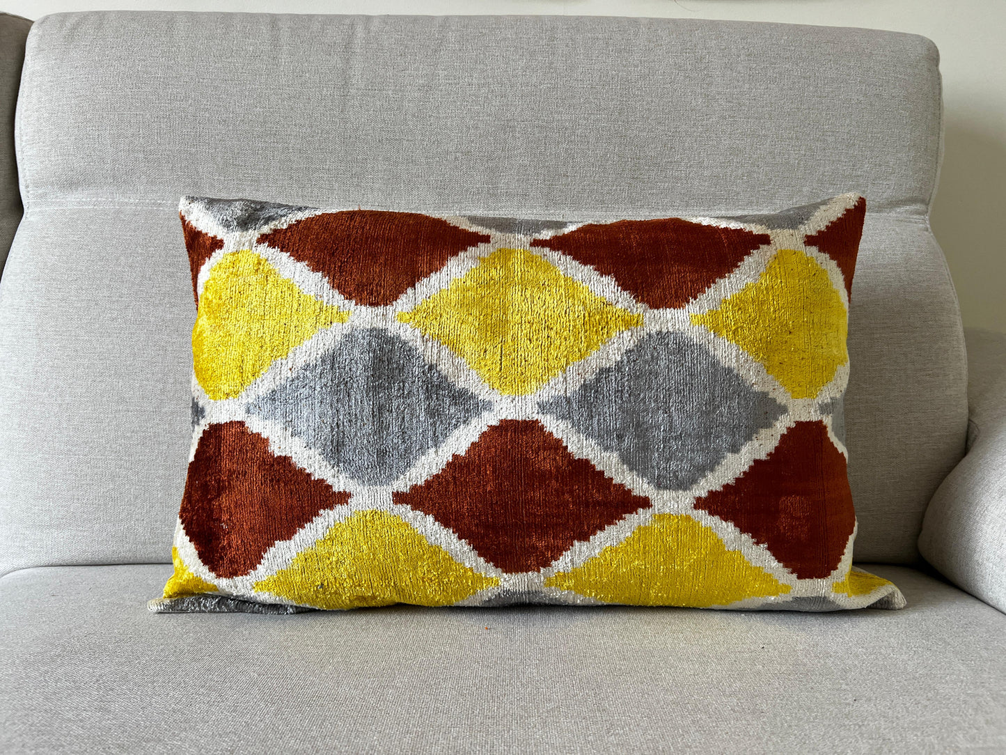 Ikat velvet cushion Hand made (40x60cm)