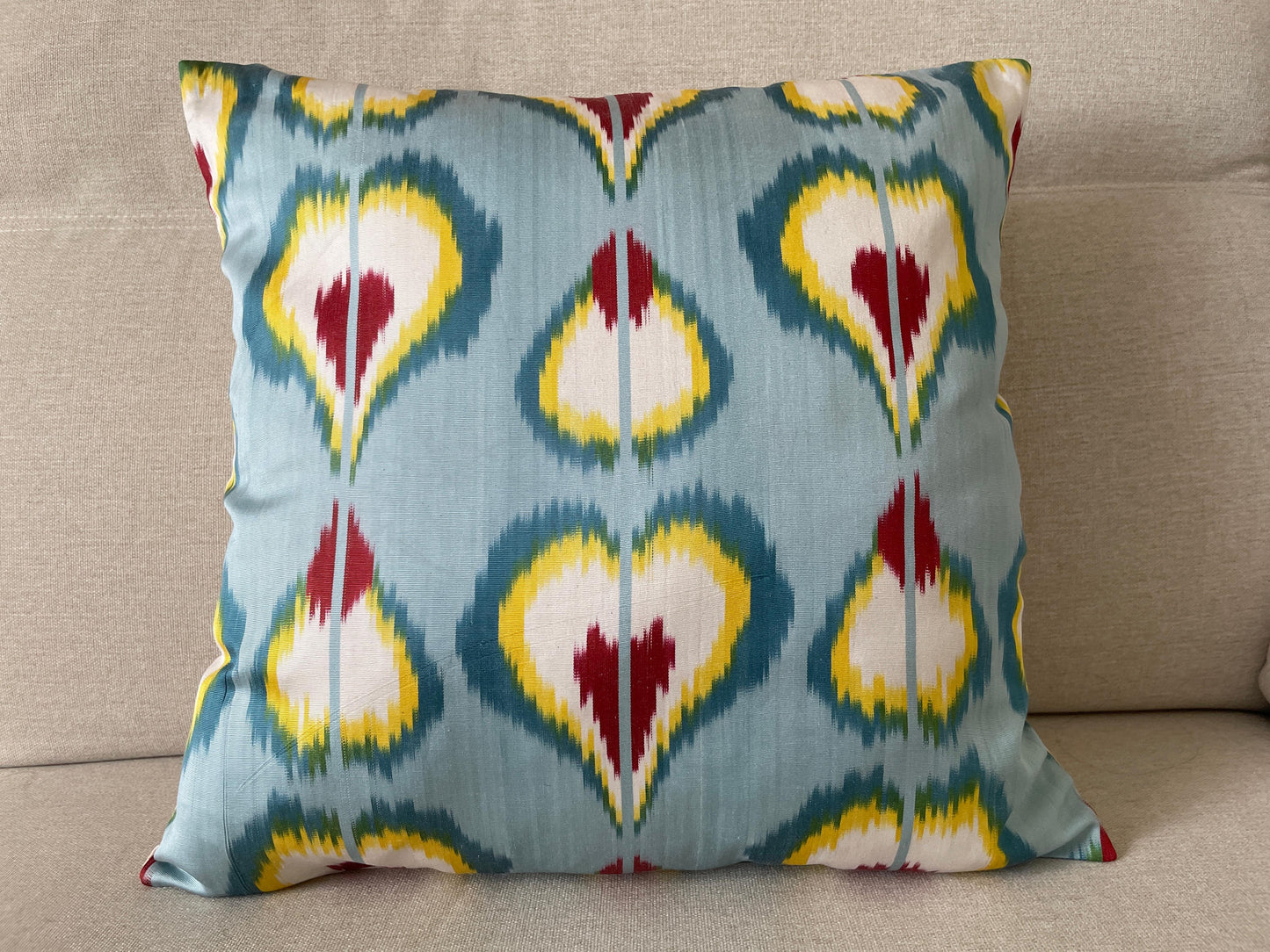 Ikat Velvet silk cushion 50x50cm.