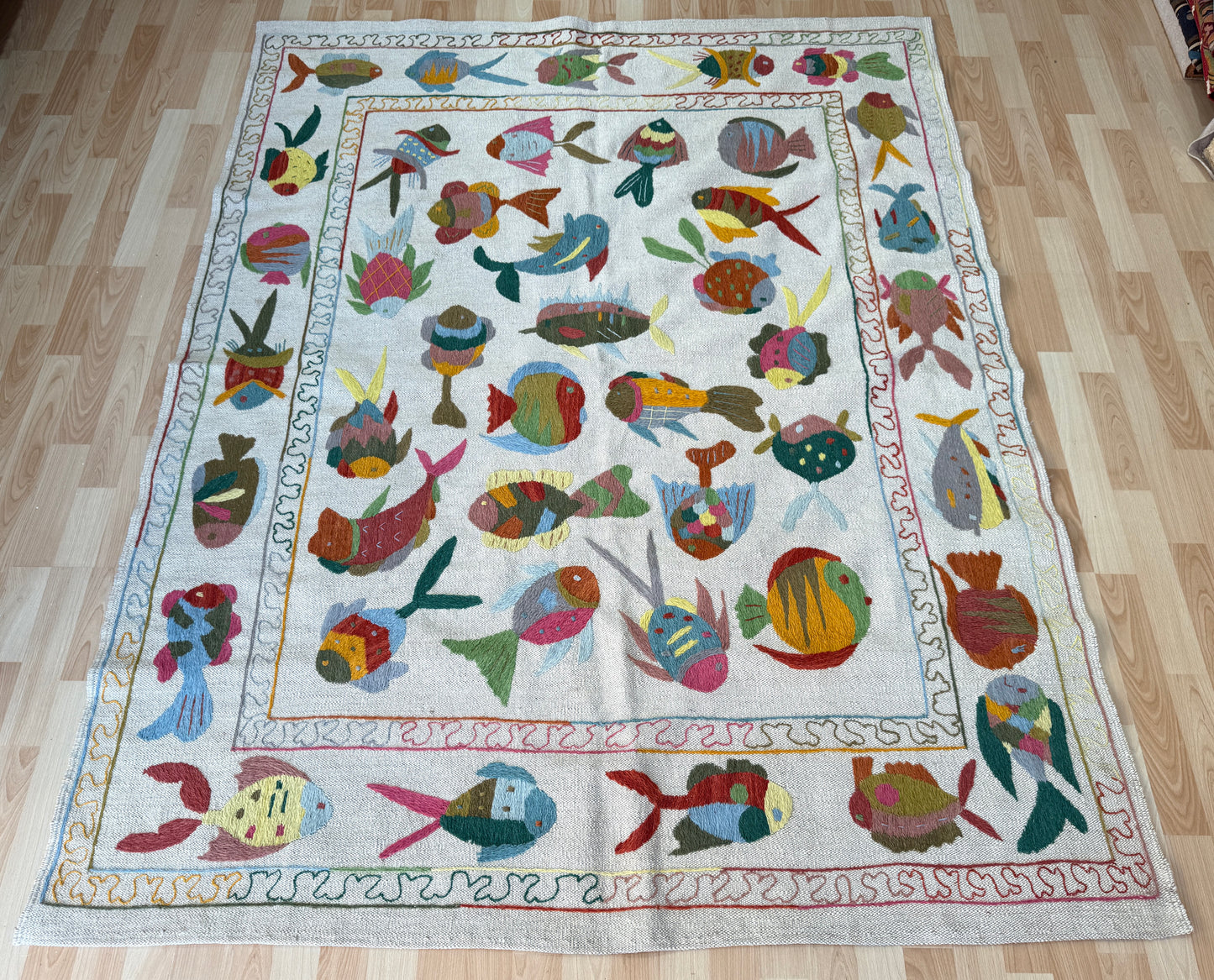 Suzani Vintage Embroidered Kilim