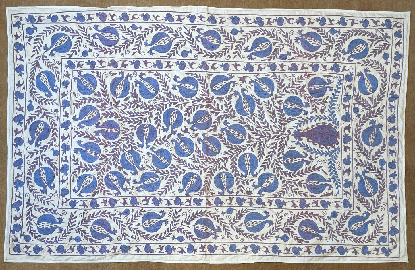 Suzani Hand Embroidered Silk bed cover.