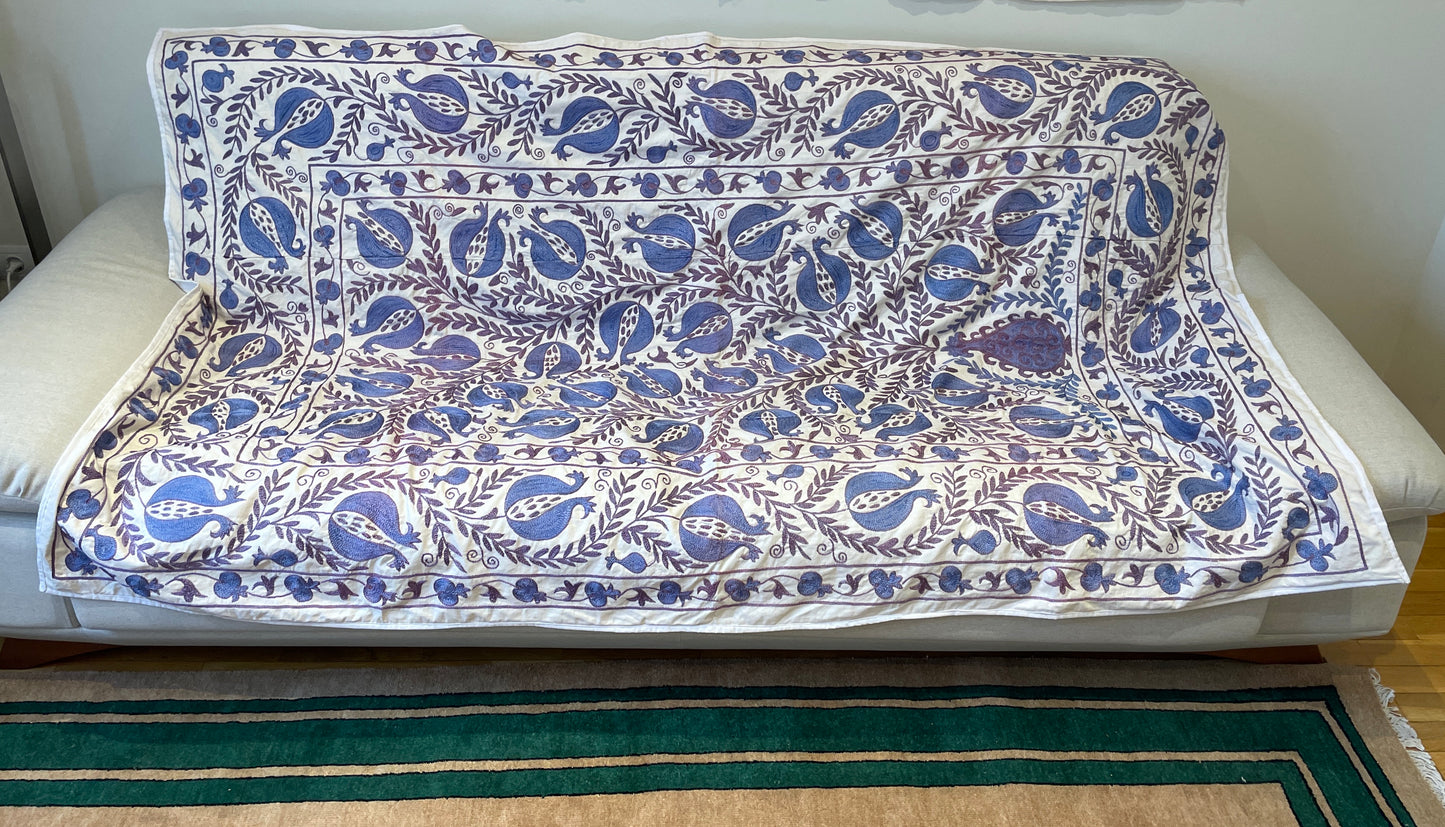 Suzani Hand Embroidered Silk bed cover.