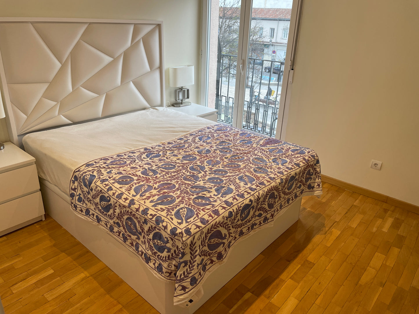 Suzani Hand Embroidered Silk bed cover.