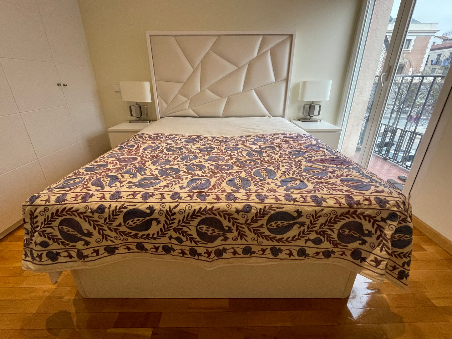 Suzani Hand Embroidered Silk bed cover.