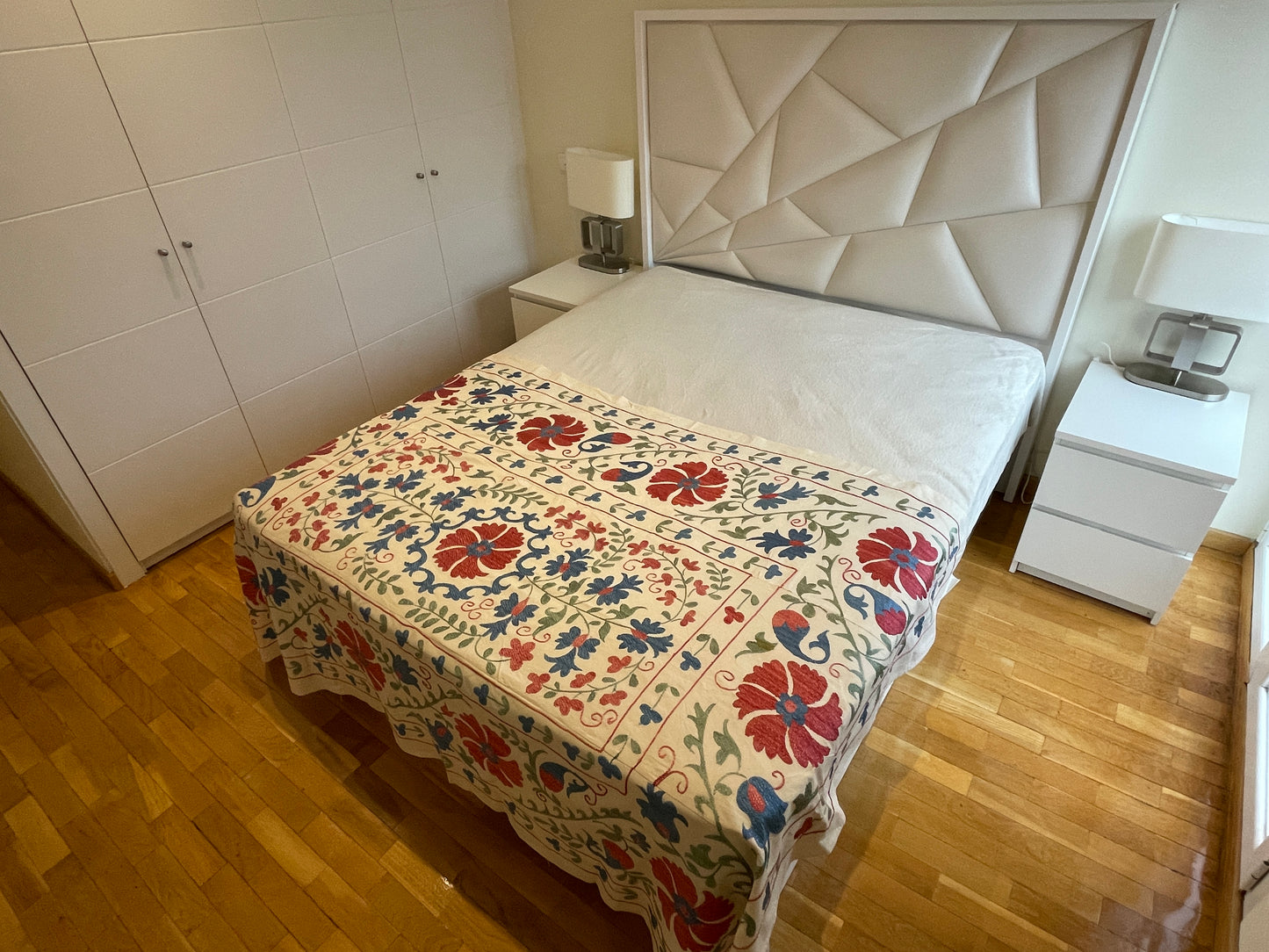 Suzani Hand Embroidered Silk bed cover.