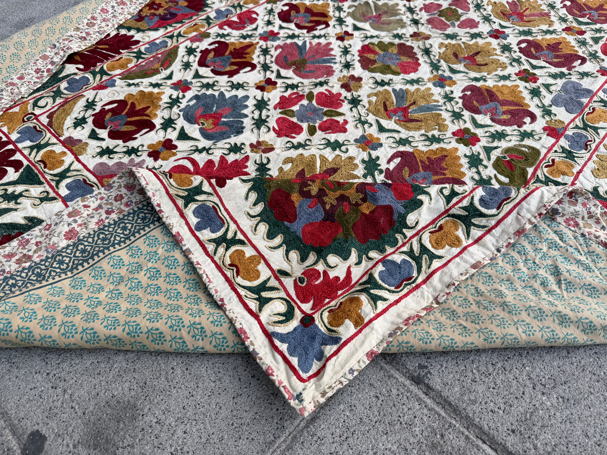 Vintage Silk Suzani Hand Embroidered