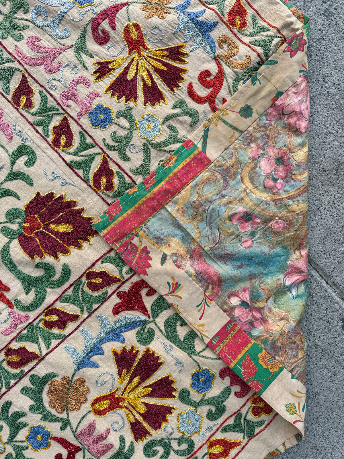 Vintage Silk Suzani Hand Embroidered
