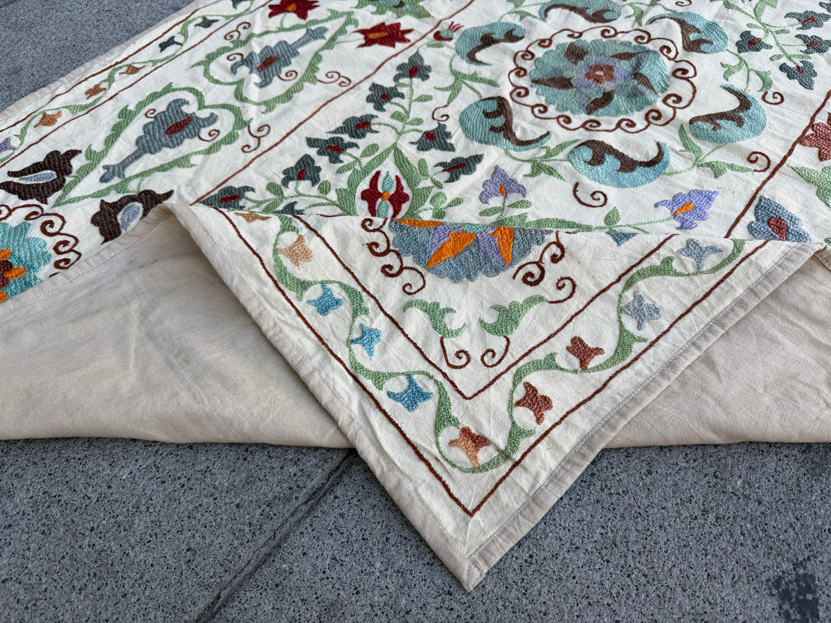 Vintage Silk Suzani Hand Embroidered