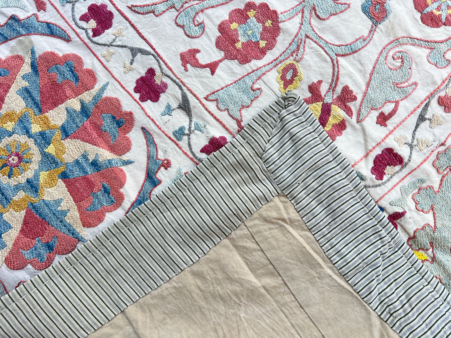 Vintage Suzani Hand Embroidered Silk 245x185cm