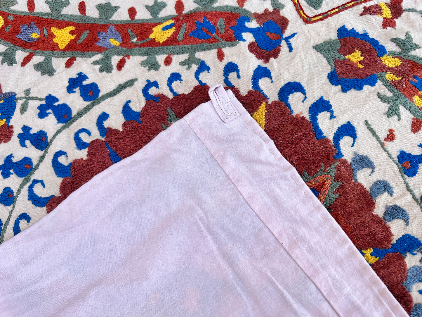 Vintage Suzani Hand Embroidered Silk 200x143cm