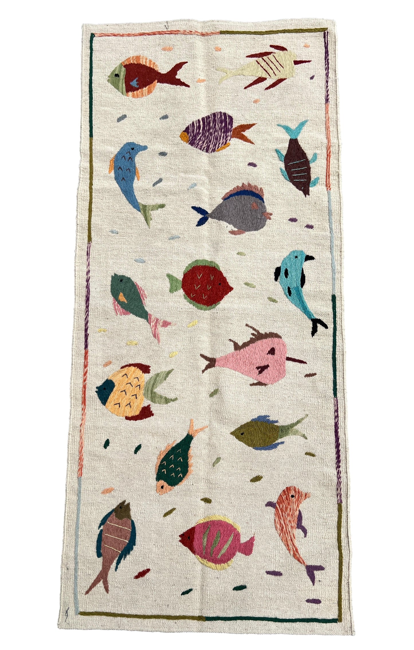 Embroidered fish kilim
