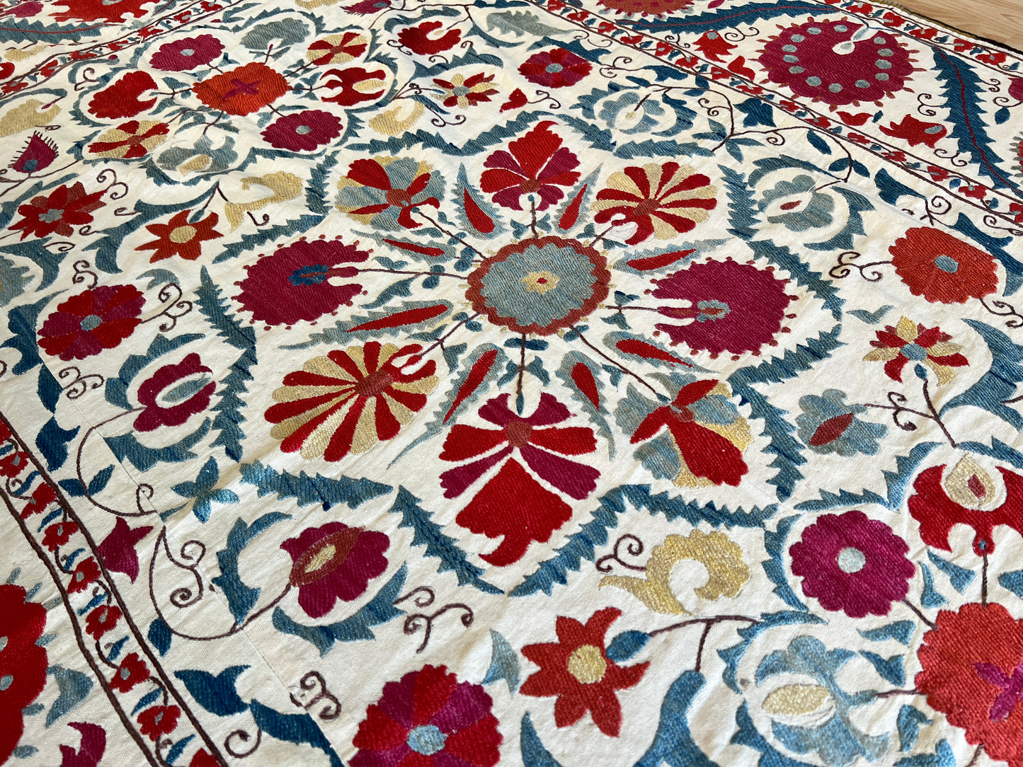 Suzani Antique Hand Embroidered Silk