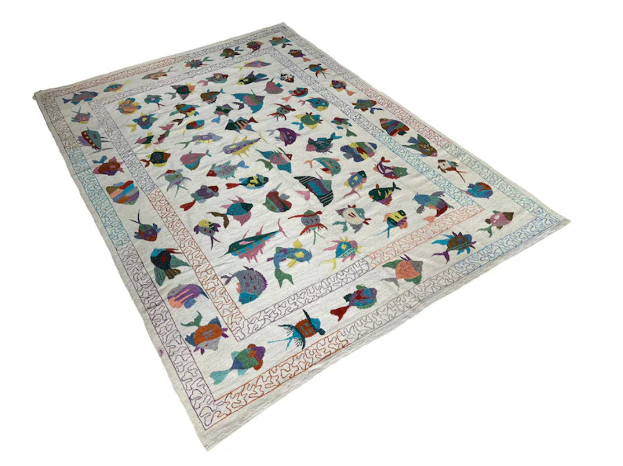 Fish Suzani Embroidered Kilim