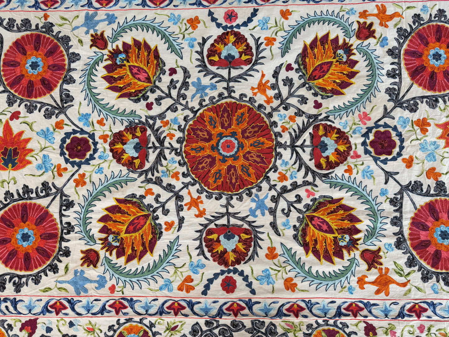 Vintage Silk Suzani Hand Embroidered