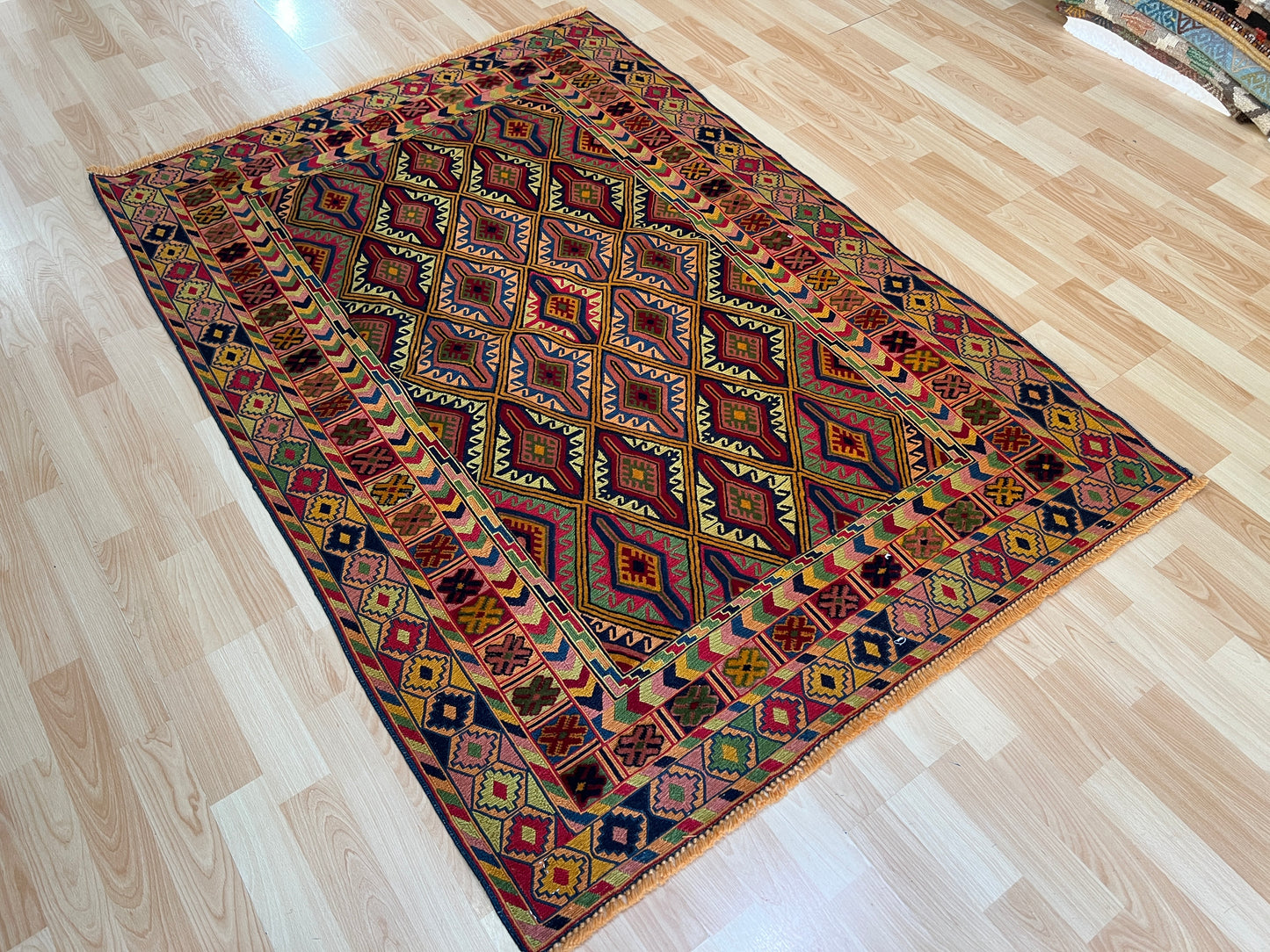 Afghan Tribal Mushwani flat woven kilim.