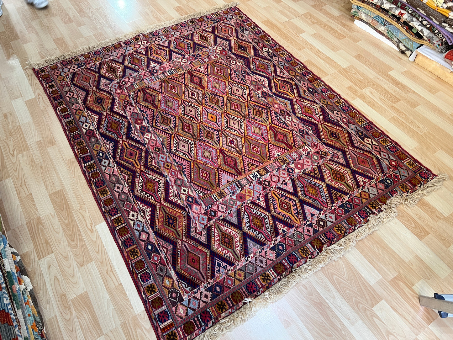 Afghan Tribal Mushwani flat woven kilim.