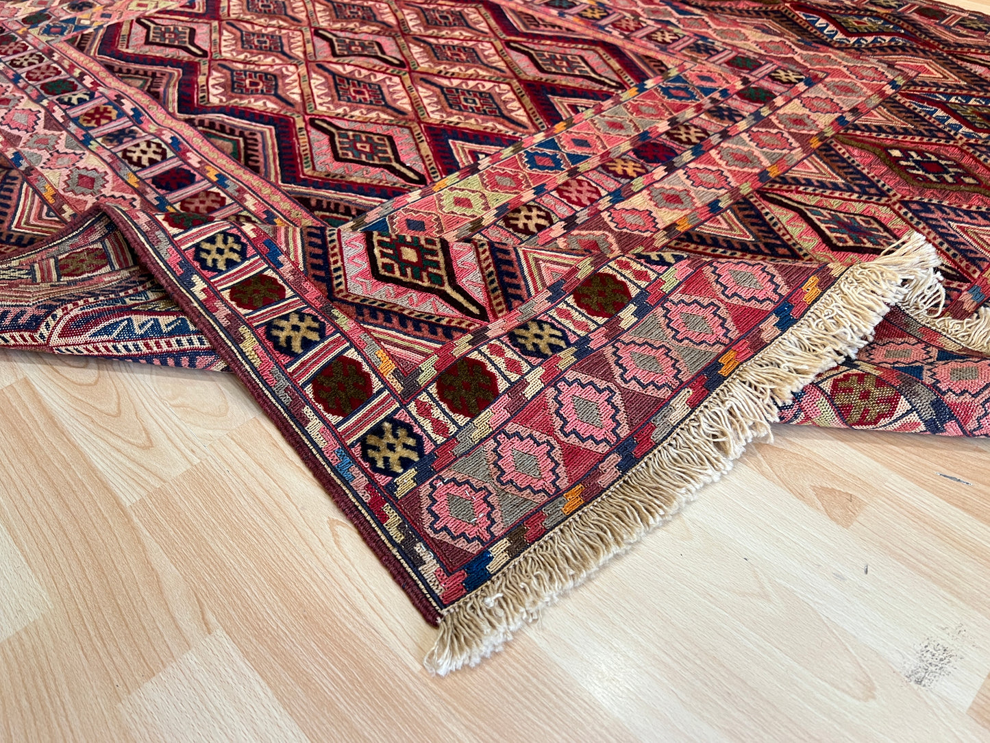 Afghan Tribal Mushwani flat woven kilim.
