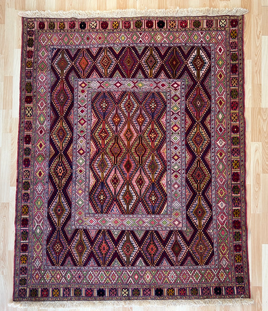 Afghan Tribal Mushwani flat woven kilim.