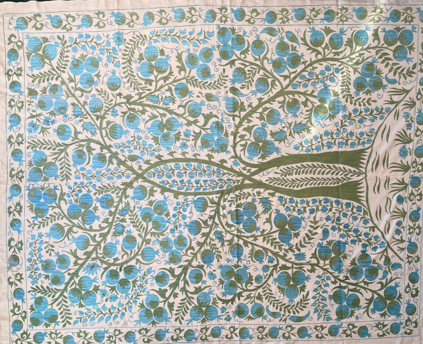 Suzani Hand Embroidered Silk bed cover.