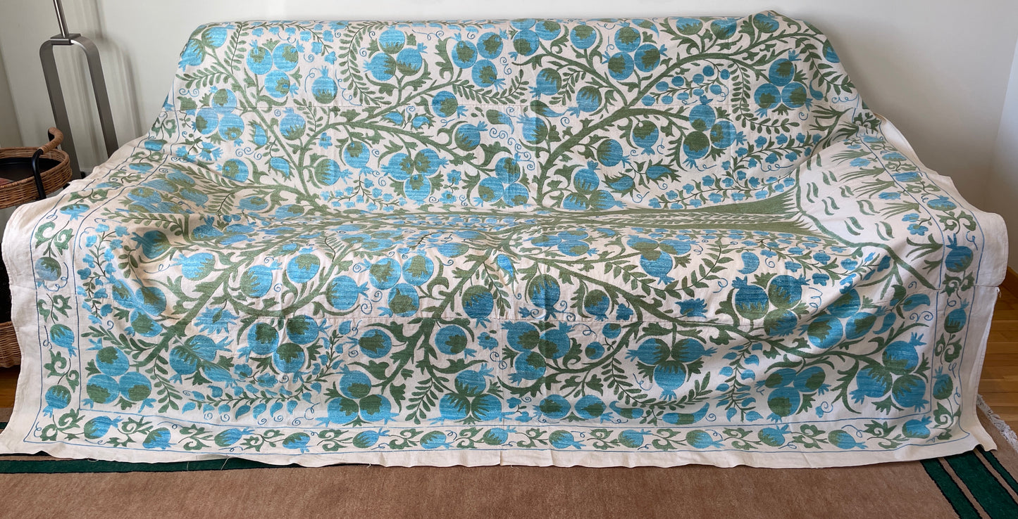 Suzani Hand Embroidered Silk bed cover.