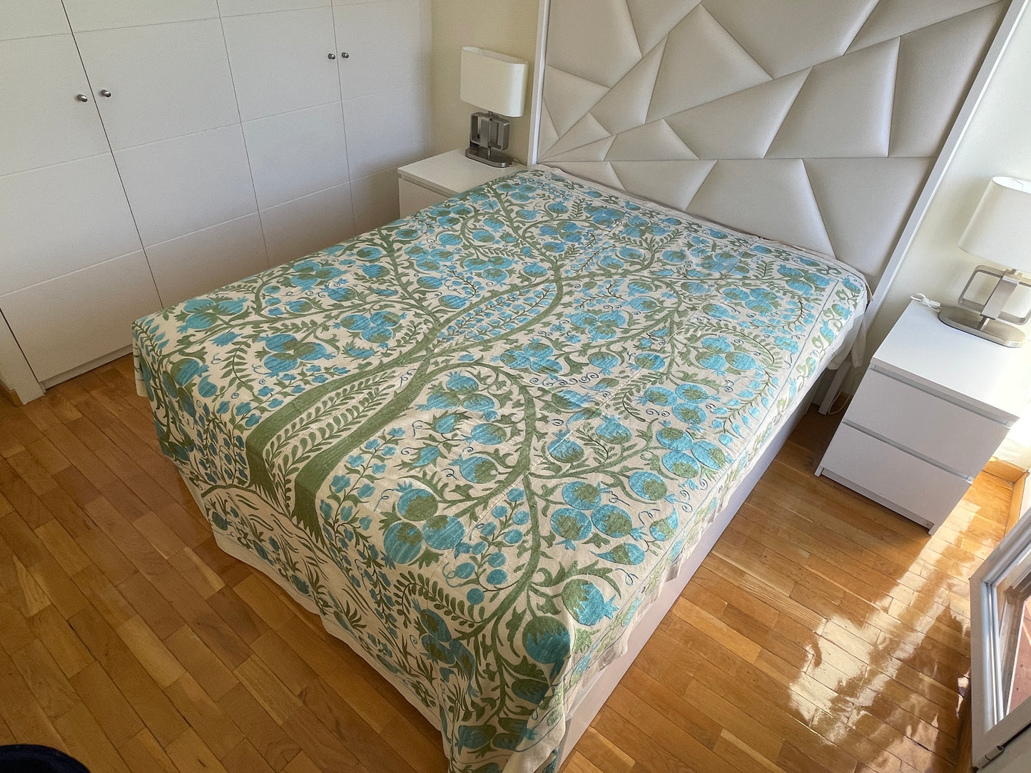 Suzani Hand Embroidered Silk bed cover.