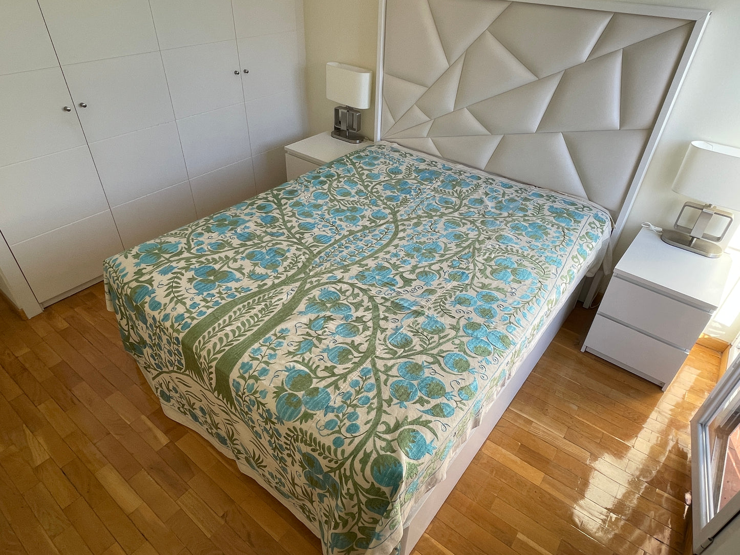 Suzani Hand Embroidered Silk bed cover.