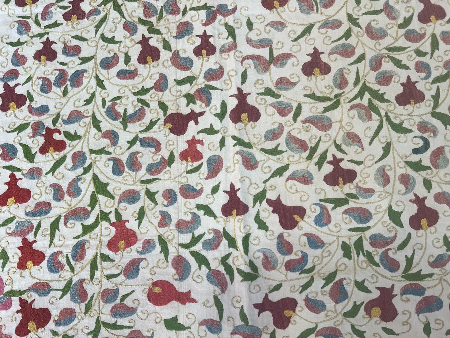 Suzani Hand Embroidered Silk bed cover.