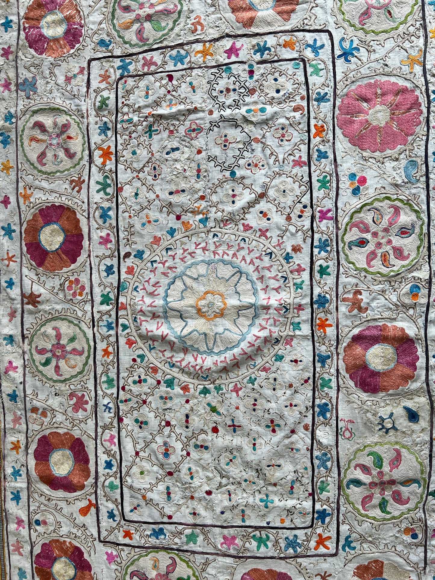 Suzani Hand Embroidered Silk bed cover.