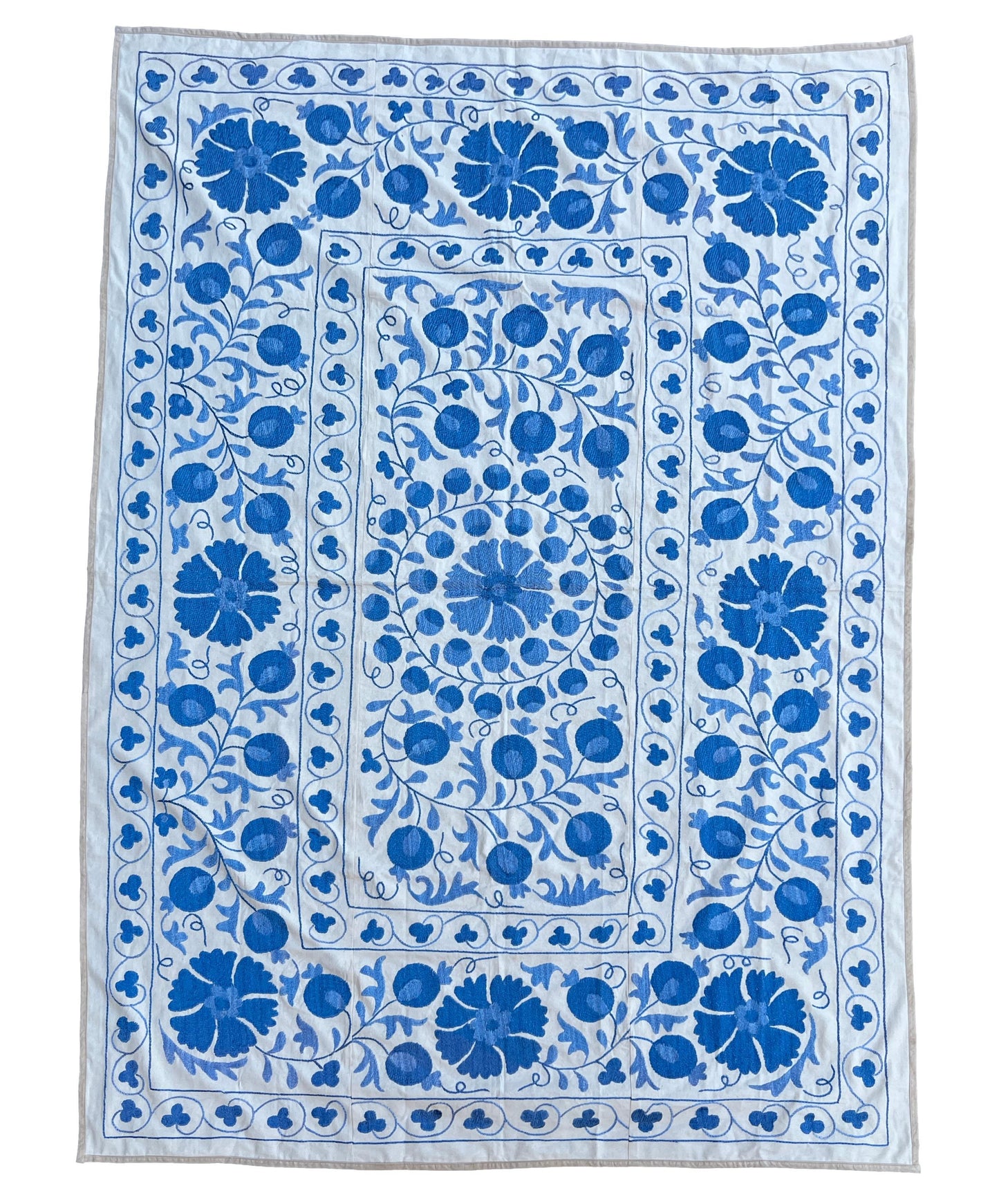 Suzani Hand Embroidered Silk bed cover.