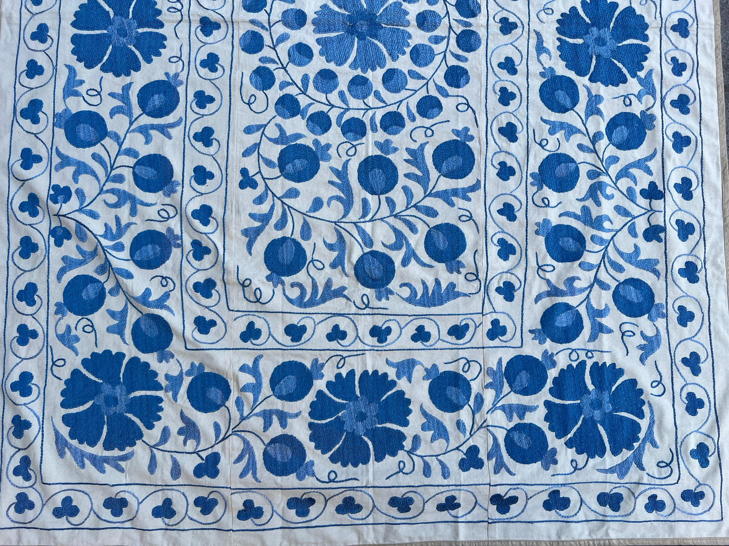 Suzani Hand Embroidered Silk bed cover.