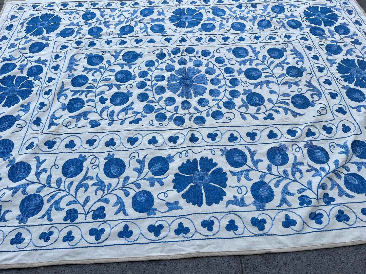 Suzani Hand Embroidered Silk bed cover.