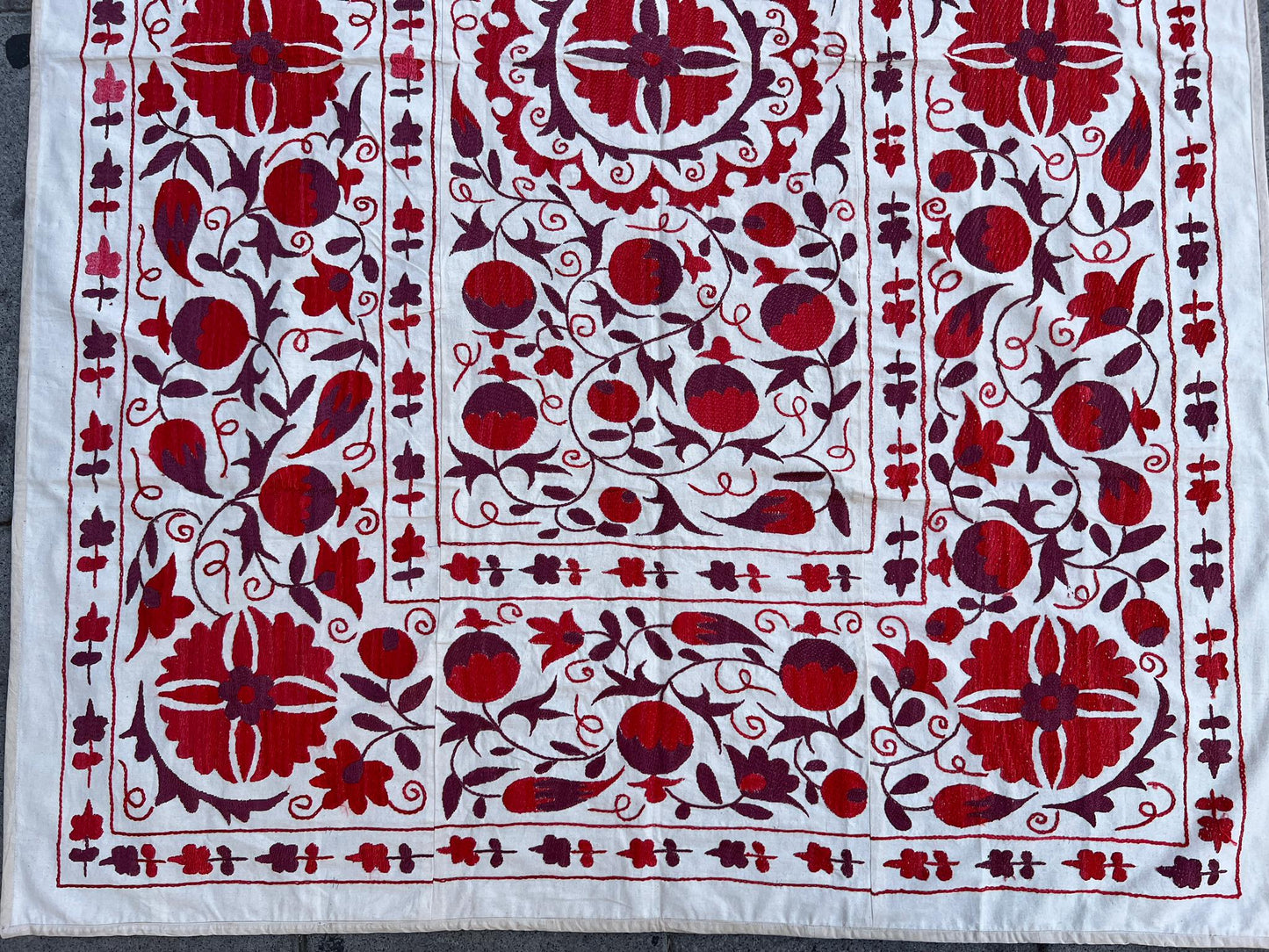 Suzani Hand Embroidered Silk bed cover.