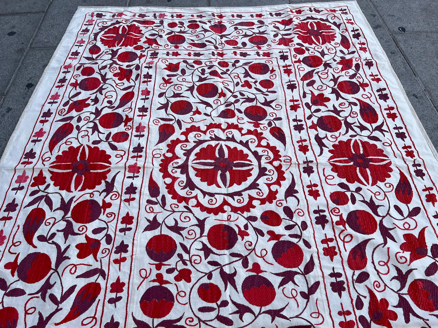 Suzani Hand Embroidered Silk bed cover.