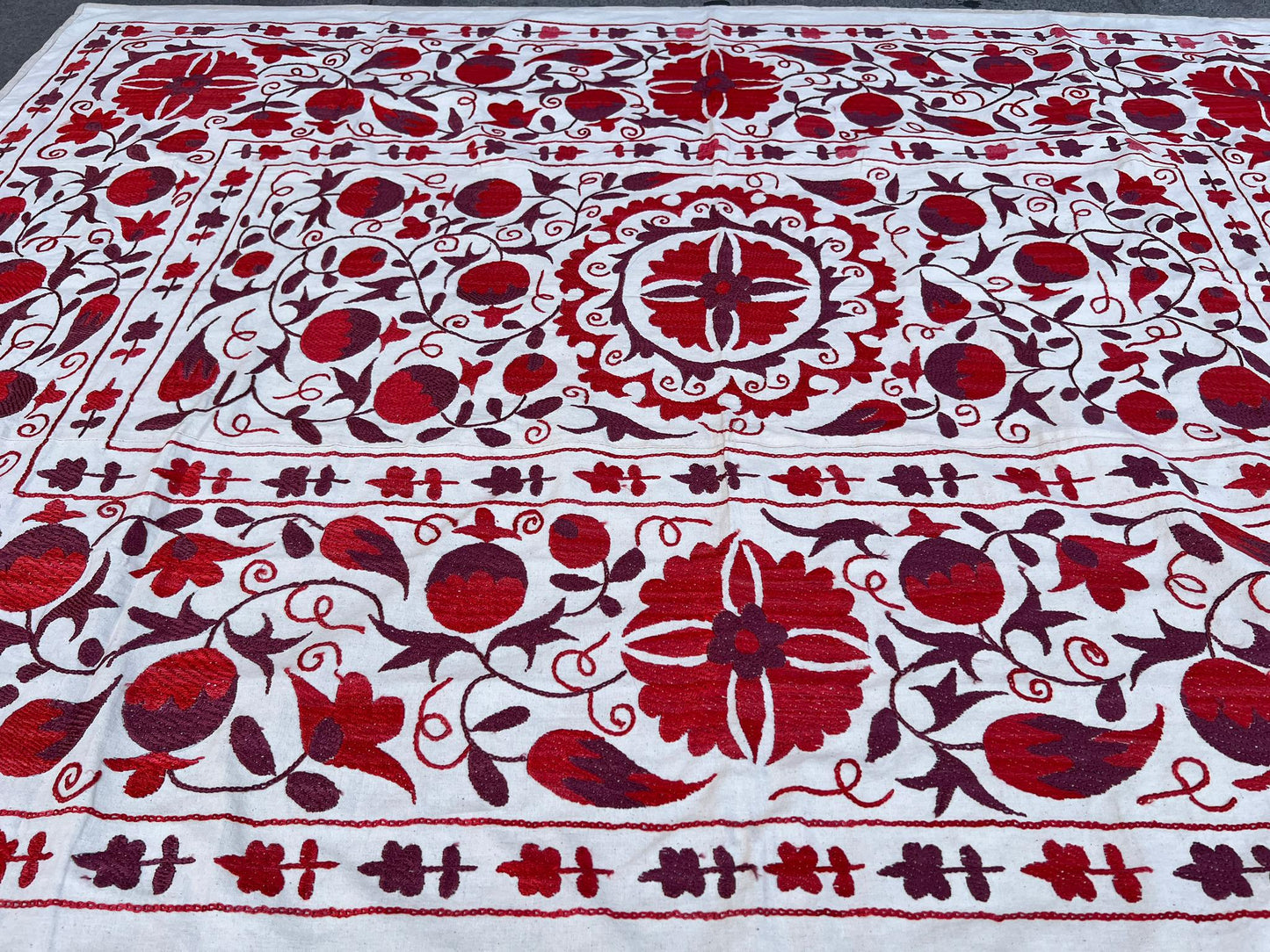 Suzani Hand Embroidered Silk bed cover.