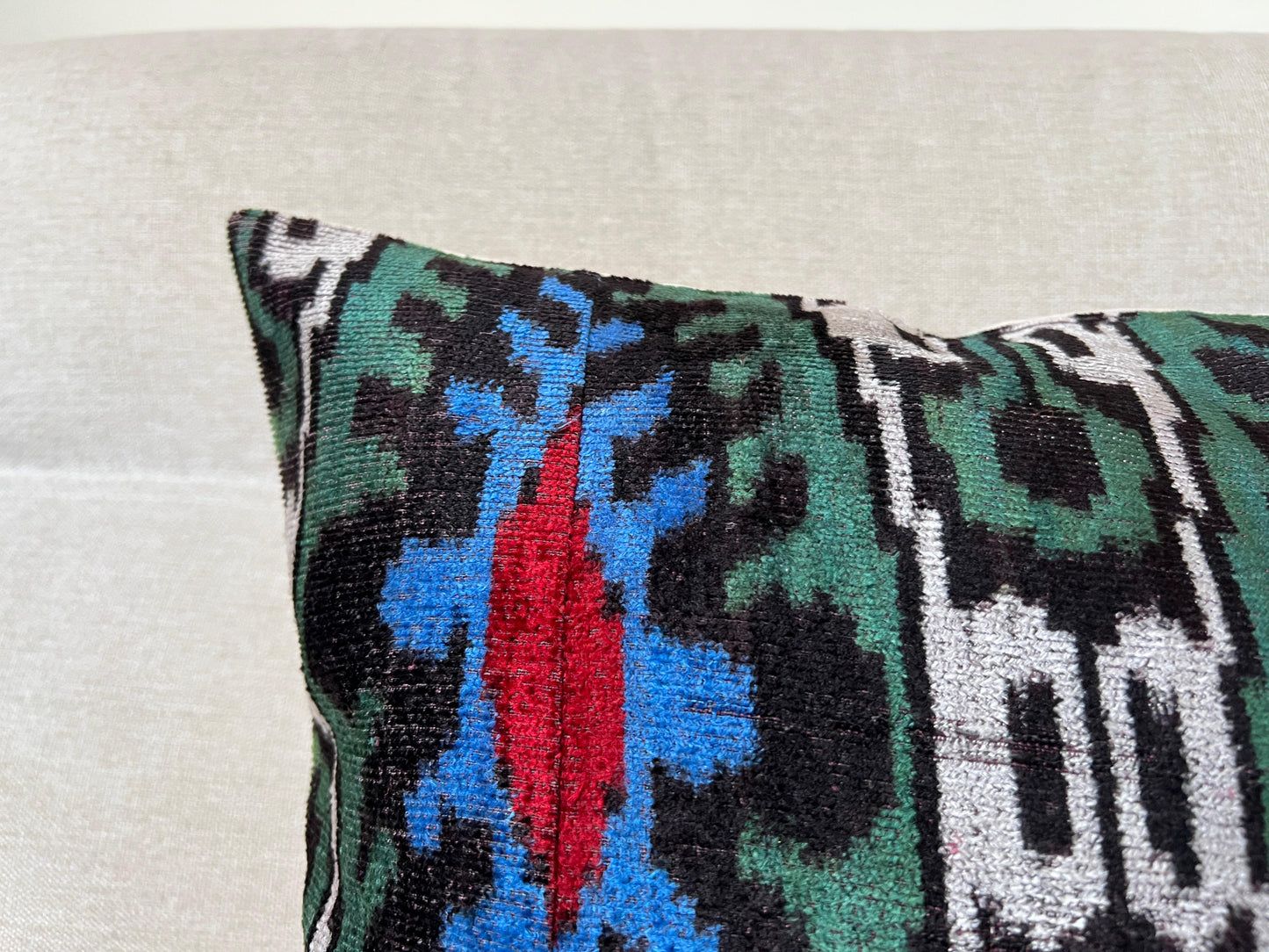 Ikat Velvet silk cushion 50x50cm.