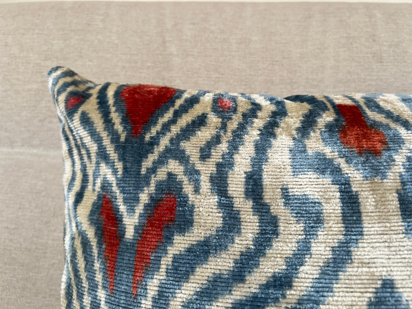 Ikat Velvet silk cushion 50x50cm.