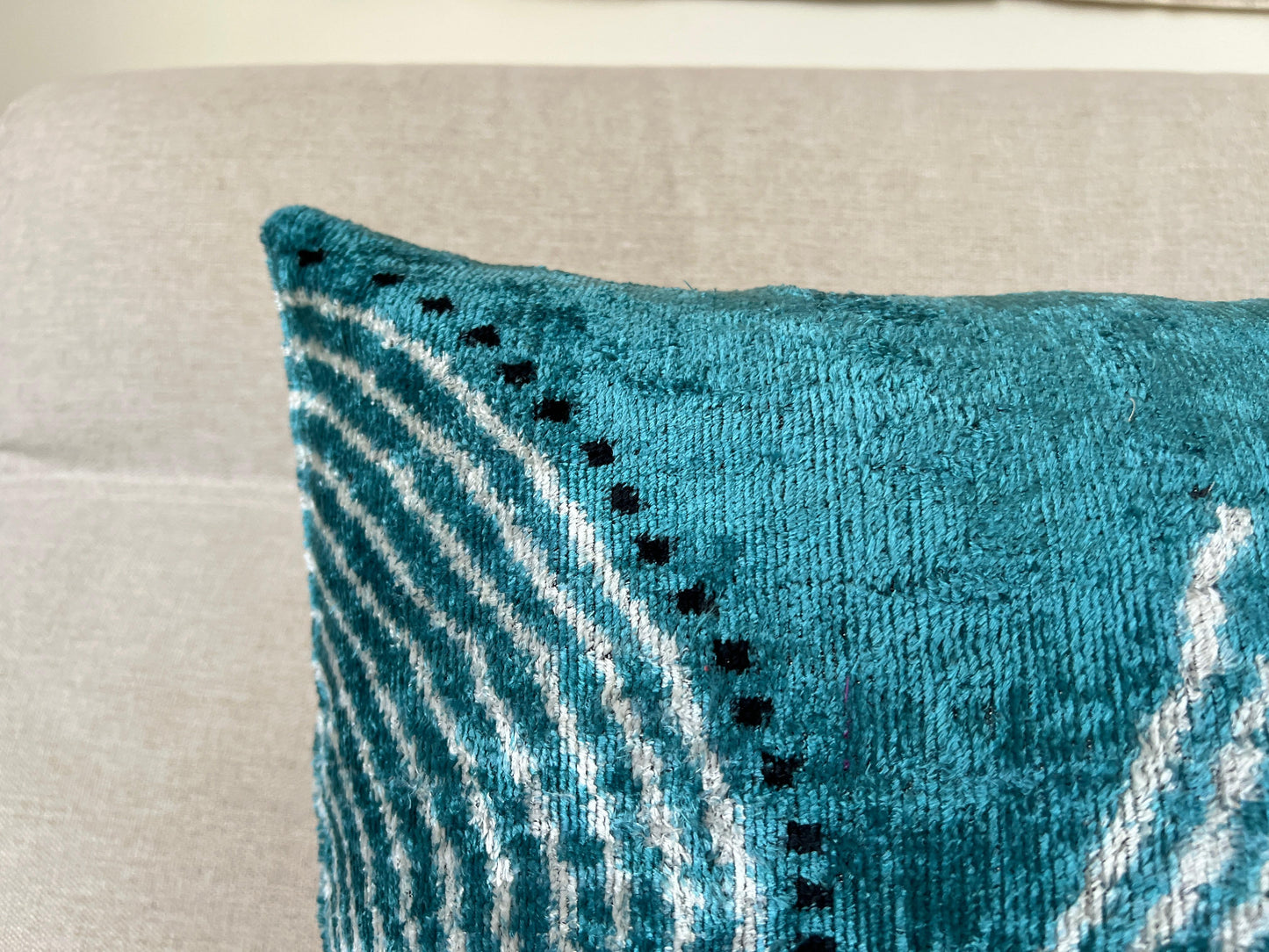 Ikat Velvet silk cushion 50x50cm.