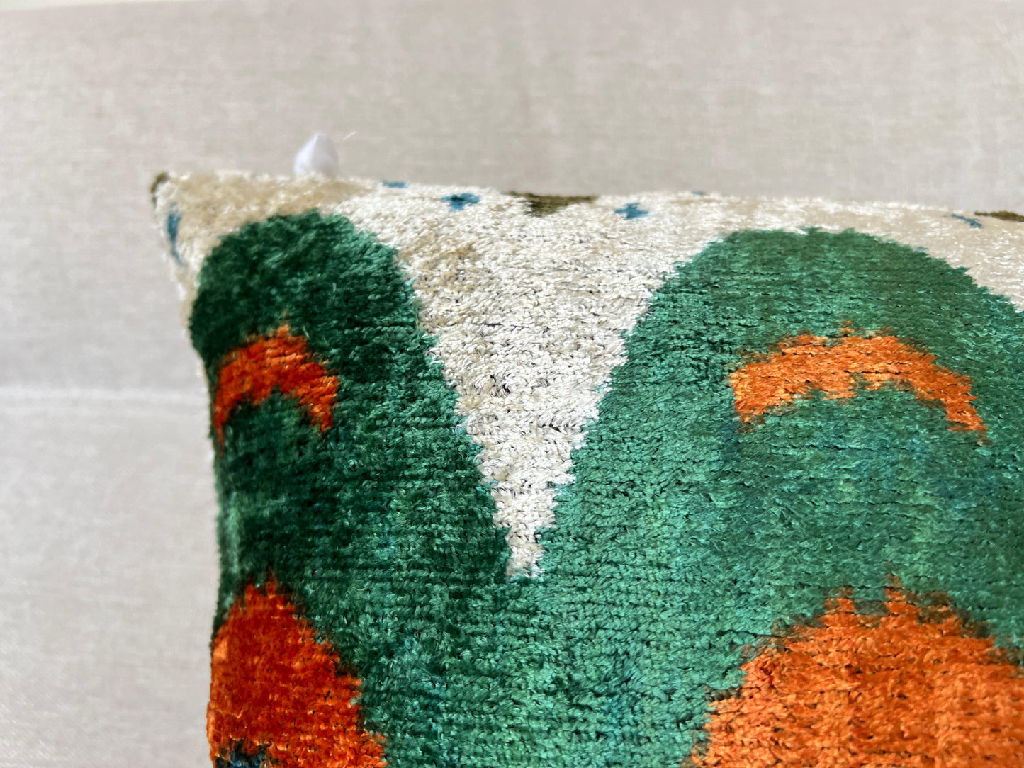 Ikat Velvet silk cushion 50x50cm.