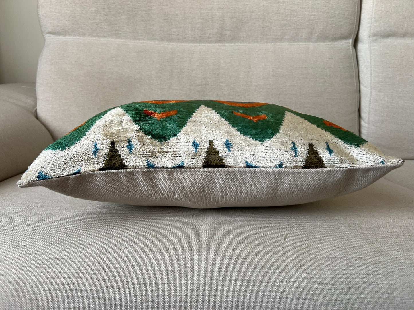 Ikat Velvet silk cushion 50x50cm.