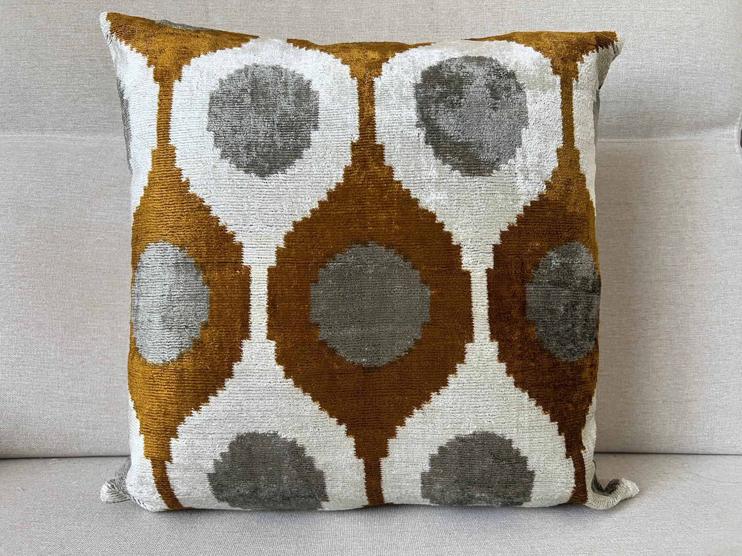 Ikat Velvet silk cushion 50x50cm.