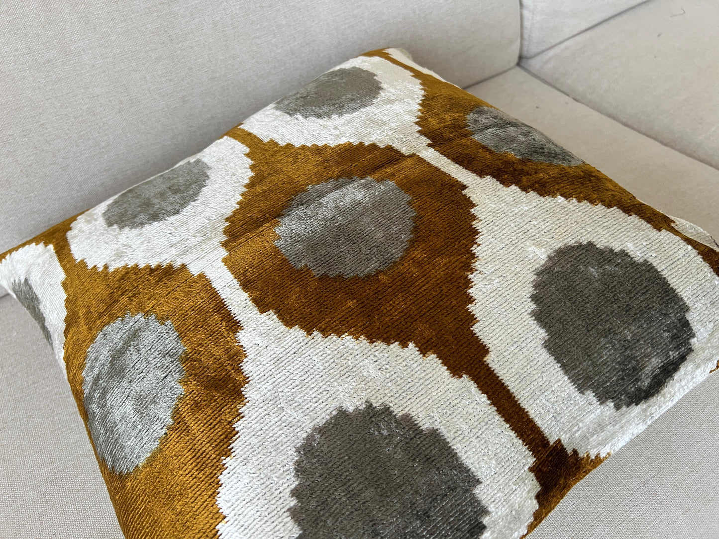 Ikat Velvet silk cushion 50x50cm.