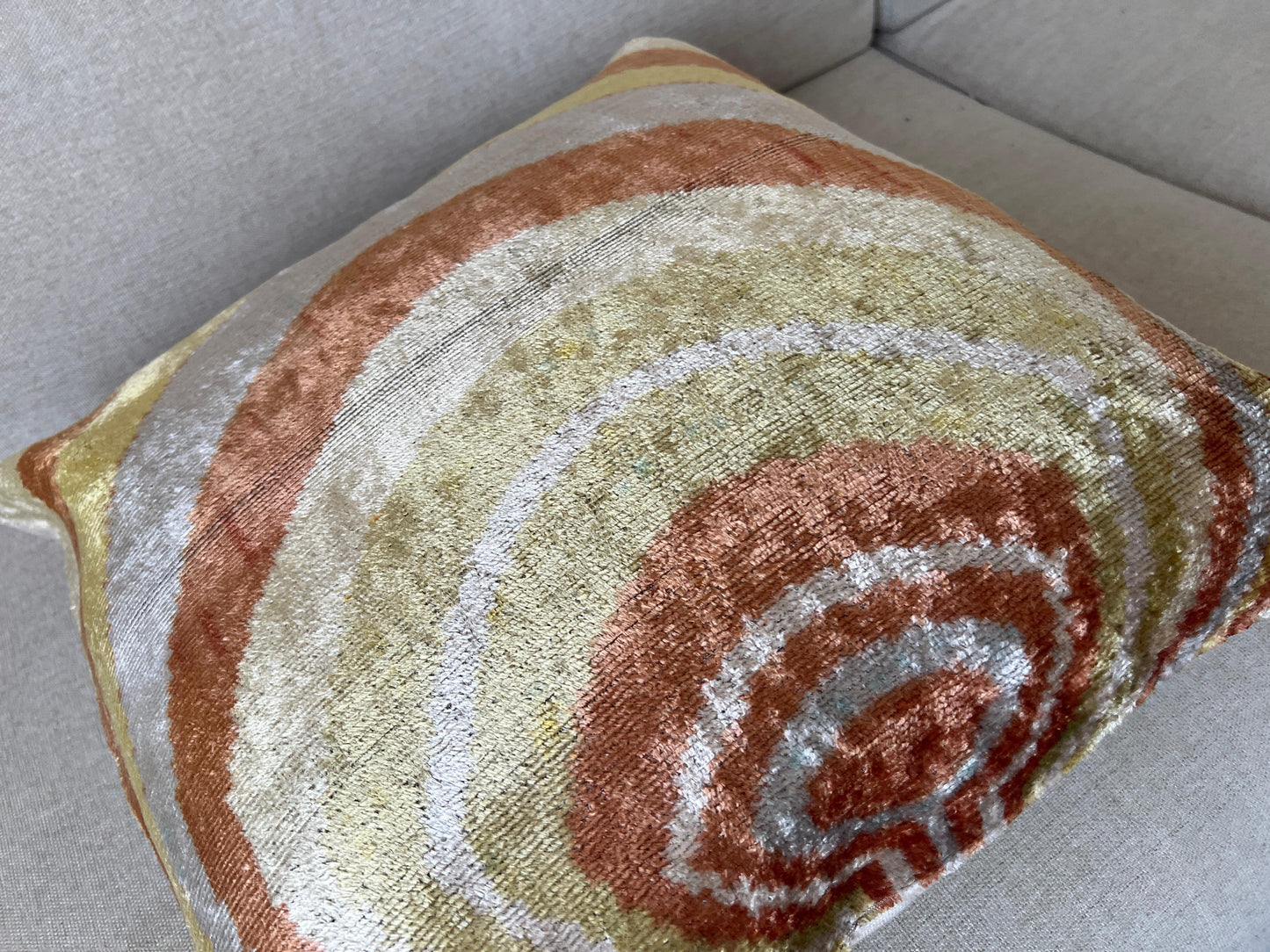 Ikat Velvet silk cushion 50x50cm.