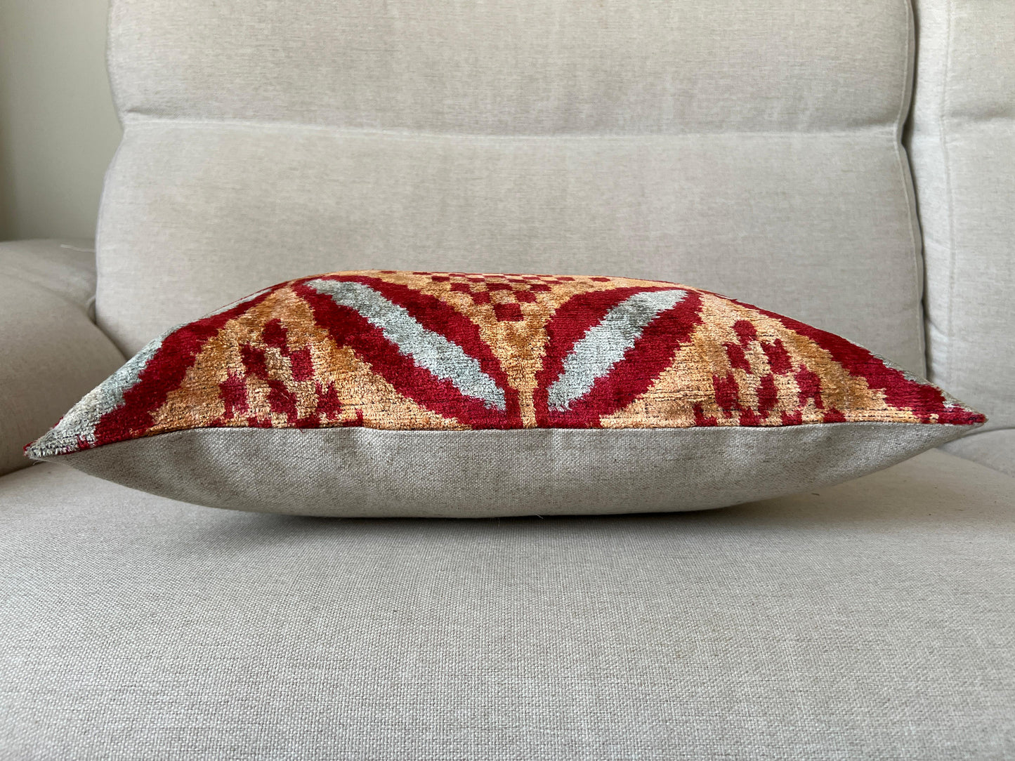 Ikat Velvet silk cushion 50x50cm.