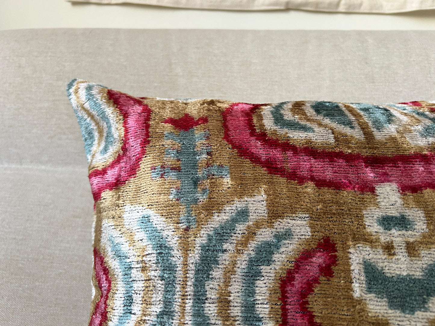 Ikat Velvet silk cushion 50x50cm.