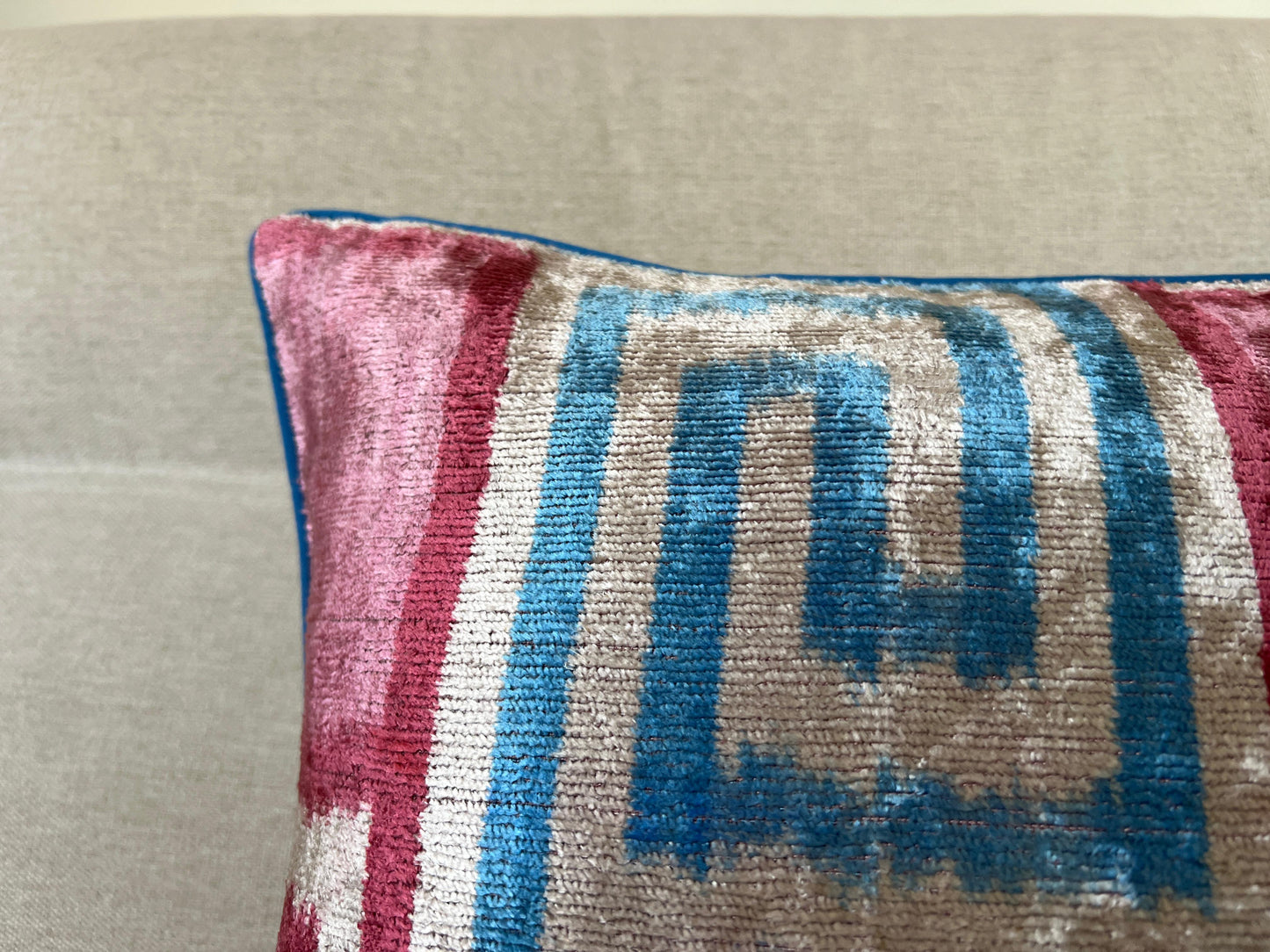 Ikat Velvet silk cushion 50x50cm.