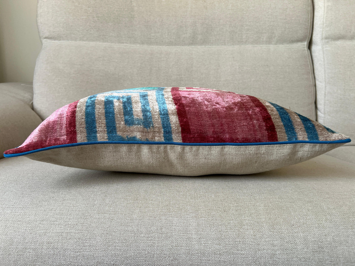 Ikat Velvet silk cushion 50x50cm.