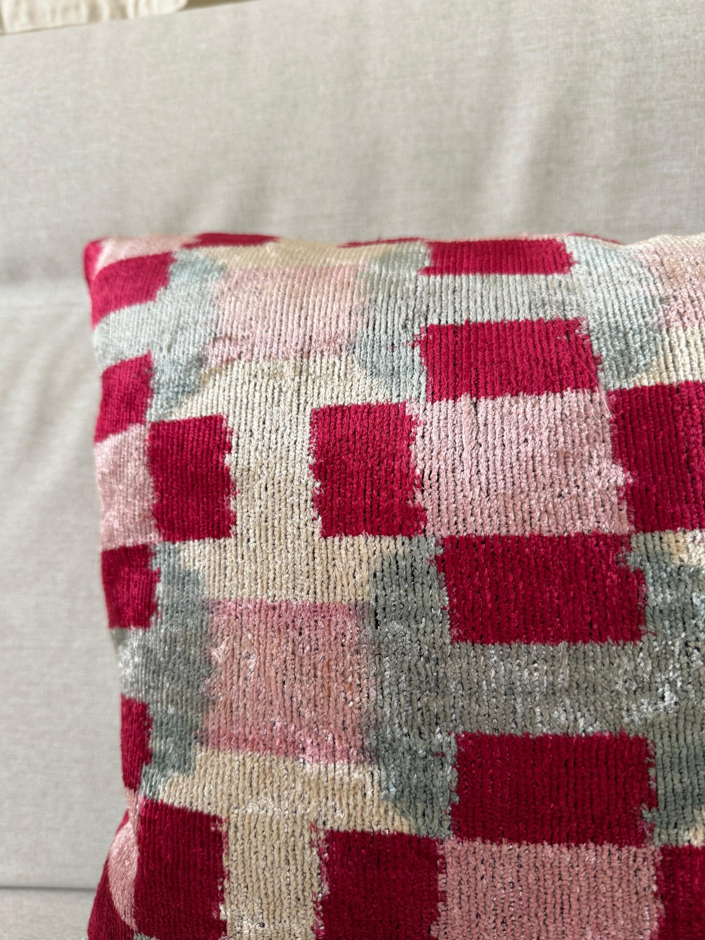Ikat velvet cushion Hand made (40x60cm)