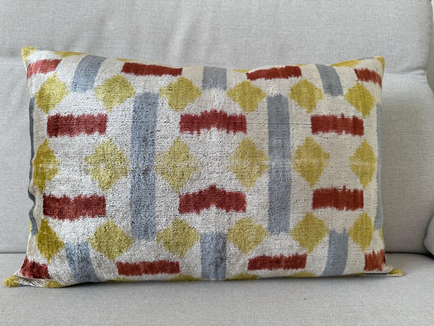 Ikat velvet cushion Hand made (40x60cm)