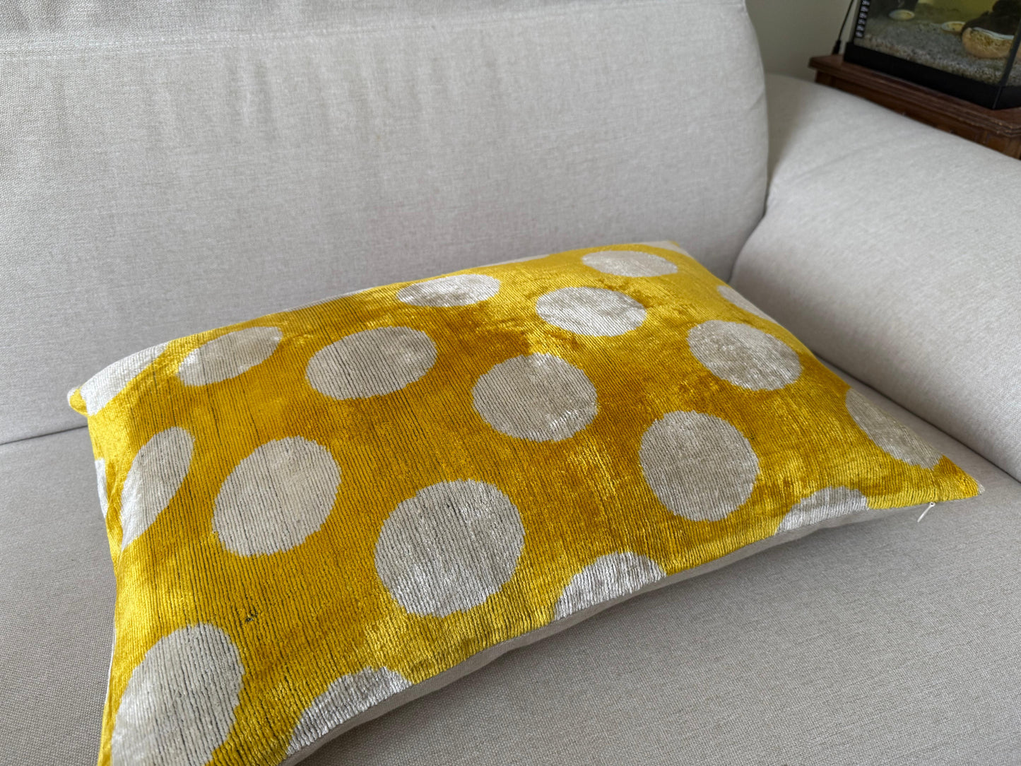 Ikat velvet cushion Hand made (40x60cm)