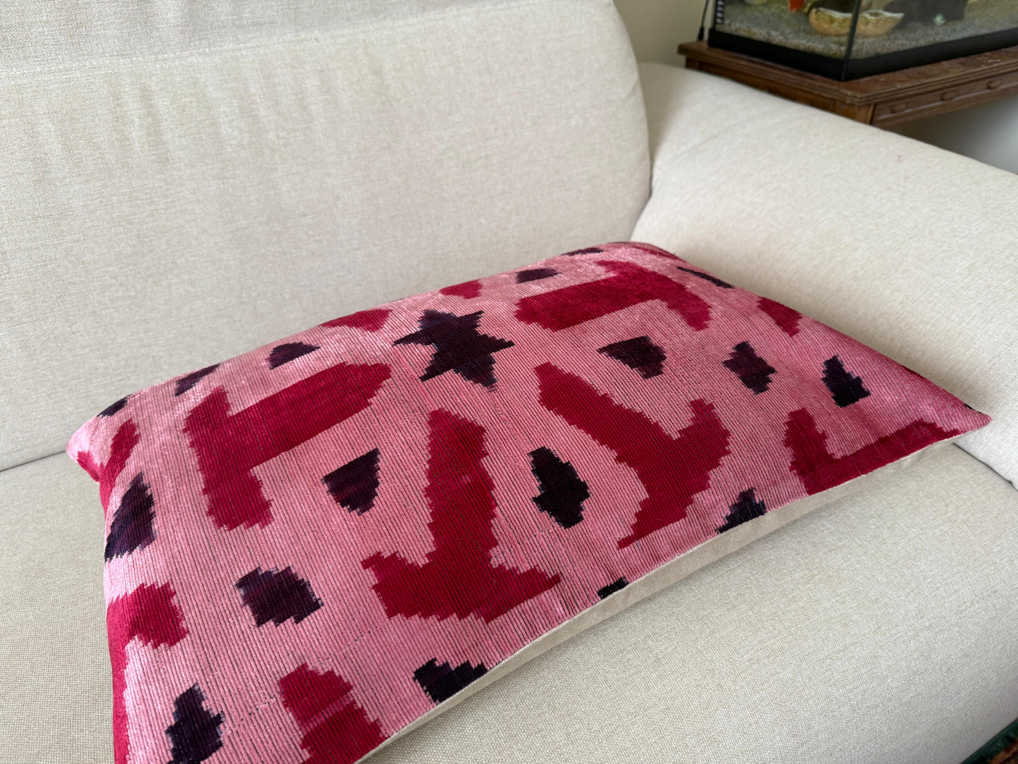 Ikat velvet cushion Hand made (40x60cm)